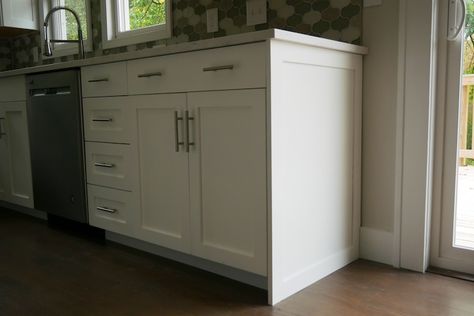 Shaker Style Trim, Kitchen Island End Panels, Kitchen Island Ends, Kitchen Cabinets End Panels, Cabinet End Panel, Kitchen Wall Cabinets, Refacing Kitchen Cabinets, Woodworking Cabinets, Cabinet Refacing