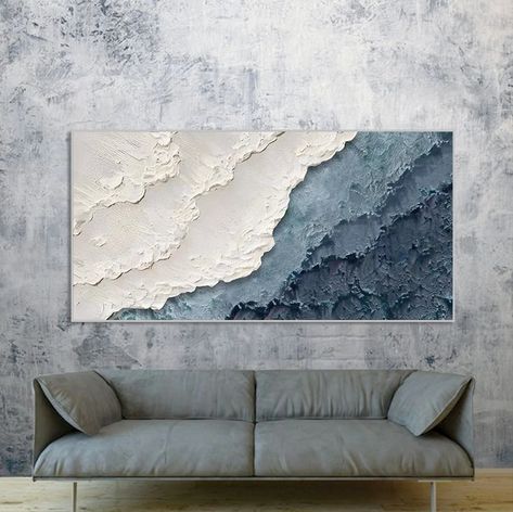 3D Textured Painting on Canvas Blue Ocean Minimalist Painting - Etsy Ocean Plaster Art, Textured Ocean Art, Sea Wave Painting, Ocean Minimalist, Structure Painting, Textured Art Canvas, Blue Ocean Painting, Ocean Paintings On Canvas, Morden Art