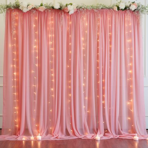 PRICES MAY VARY. 【Curtain for Party Decoration with Lights Included】You will get 2 panels dusty rose chiffon backdrop curtains.Each backdrop panel measures 5 feet wide x 10 feet high.Apart from this,you will also get a set of 9.8ft(10 strands) warm white string light and 12pcs transparent clips (USB Powered). You can change the settings of the lights to different effects and speeds, it's so beautiful. We suggest you can buy more light curtain backdrop if you want to get our pictures effects. 【Dreamy Curtain Backdrop with Lights】Our tulle backdrop fabric with lights creates a soft,romantic atmosphere. It drapes beautifully and adds a touch of elegance to your party space. These lights add a touch of twinkle and make the backdrop even more enchanting, especially at night. You'll need a USB c Tulle Backdrop, White String Lights, Curtain Backdrops, Light Backdrop, Tulle Curtains, Romantic Mood, Curtain Lights, Backdrop Decorations, Beautiful Backdrops