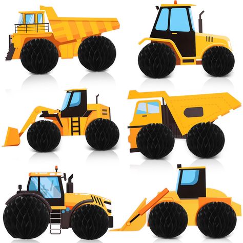 PRICES MAY VARY. Construction Truck Party Decorations: these construction truck honeycomb party supplies make it easy to create a happy and fun atmosphere for your party with cute patterns and bright colors; The stylish design elevates your construction themed parties, birthday celebrations, or baby welcome parties, ideal for your construction zone party supplies and decorations Large Size and Quality Material: the construction decorations are made of reliable and safe card paper; These centerpi Backhoe Birthday Party, Construction Themed Baby Shower Ideas, Construction Birthday Party Centerpieces, Construction Birthday Party Backdrop, Tonka Truck Birthday Party, Construction First Birthday Party, Construction 2nd Birthday Party, Construction Baby Shower Theme, Excavator Birthday Party