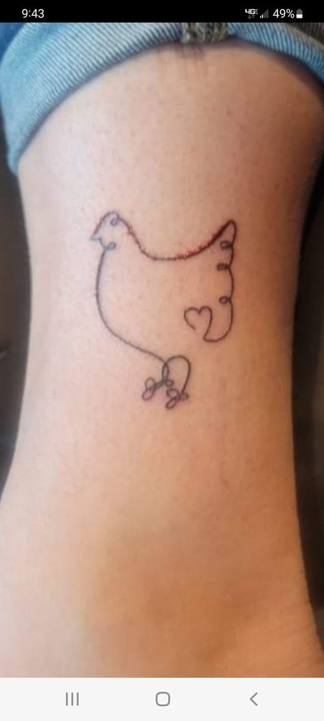 Small Chicken Tattoo Simple, Chicken Tattoos For Women, Small Chicken Tattoo, Chicken Tattoo Ideas, Hen Tattoo, Chicken Tattoo, Small Chicken, Memorial Tattoo, Cute Embroidery