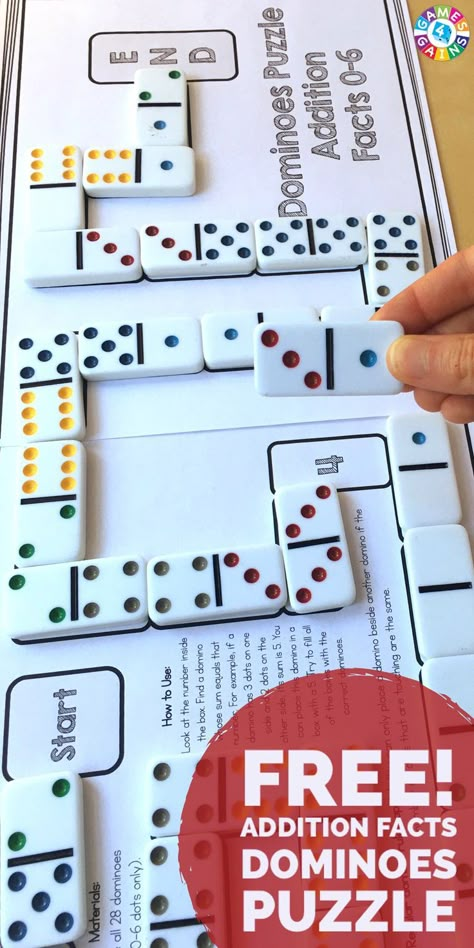 Dominoes Math Games, Math Riddles, Math Puzzles, Math Number Sense, Addition Facts, Math Intervention, Fun Math Games, Iq Test, Math Addition