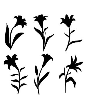 Lily Silhouette, Product Drawing, Silhouette Tattoos, Flower Silhouette, Easter Lily, Silhouette Clip Art, Silhouette Images, Flower Stencil, Vector Flowers