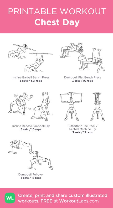 Chest Day: my visual workout created at WorkoutLabs.com • Click through to customize and download as a FREE PDF! #customworkout Planet Fitness Workout Plan, Workout Morning, Workout Labs, Workout Fat Burning, Summer Legs, Bench Workout, Printable Workout, Reps And Sets, Barbell Workout