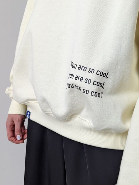 Unisex Sweatshirt, Minimalist print Sweatshirt, Organic cotton Jumper, Baggy Streetwear, Cream Sweatshirt by nahumatu on Etsy