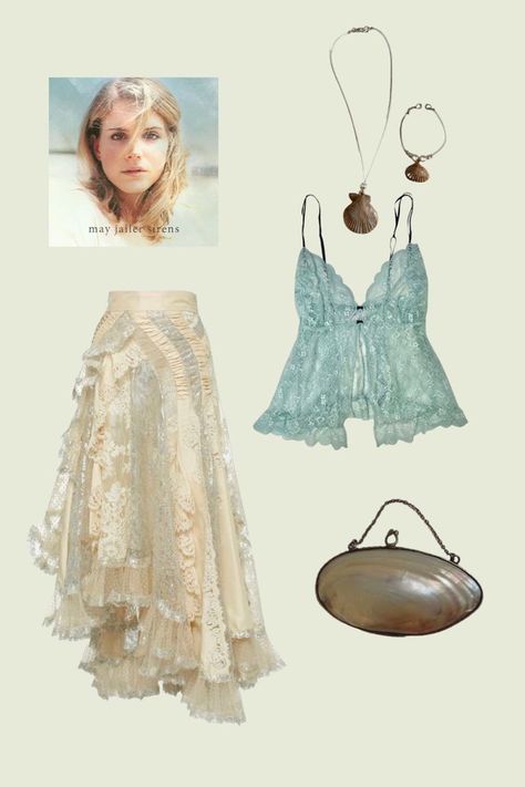 Oceanic Aesthetic Outfits, Coquette Mermaid Outfit, Siren Outfit Inspiration, Pink Mermaidcore Outfits, Siren Aesthetic Dress, Fairy Beach Outfit, Lizzy Grant Outfits Inspiration, Romcom Core Style, High Fashion Mermaid