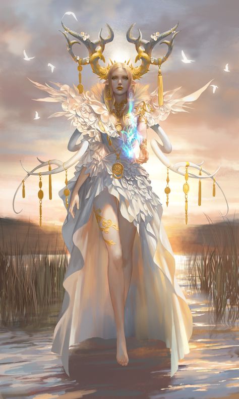 ArtStation - goddess, Mam BA Sunset Light, Light Study, Paintings And Drawings, Image Painting, Celestial Art, Light Magic, Goddess Art, God Art, Medieval Fantasy