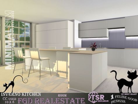 Sims 4 Kitchen, Sims 4 Tsr, Sims4 Clothes, Sims 4 Cc Furniture, Minimalist Furniture, Sims 4 Houses, Cottage Living, Sims House, Minimalist Kitchen