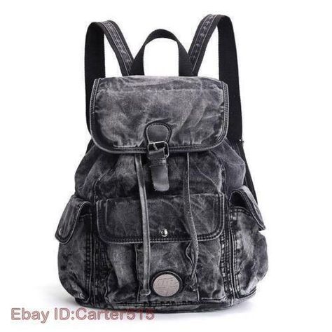 Women jean Denim Backpack School Book College Girls Travel Rucksack Shoulder bag  Color:Blue  Black Material: Denim Dear customer, welcome to my store, if you have any questions during the shopping process, please feel free to contact us, we will reply within 24 hours, and provide you with the best service and solutions, I wish you the best day Note: 1.Measured by hand ,may 1-2cm error.measure yourslef before order it. 2.As different computers display colors differently, the color of the actual Grunge Bags For School, Grunge Backpack, Mochila Grunge, Daily Backpack, Backpacks Travel, Backpack Vintage, Fun School, Denim Backpack, Travel Rucksack