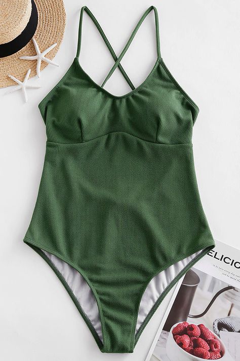 Trendy One Piece, Cute Swimwear, Swimwear 2020, Zaful Swimwear, Hazel Green, Backless One Piece Swimsuit, Swimming Suits, Swimsuits Hot, Monokini Swimsuits