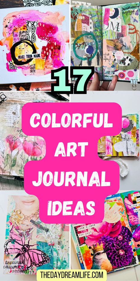 17 Stunning Art Journal Ideas For Creativity. Mixed Media Art Journaling Tutorials, Abstract Tutorials, Journalling Inspiration, Art Journal Ideas, Art Journal Challenge, Journal Tutorials, Digital Art Journal, Visual Journals, Whimsical Art Journal