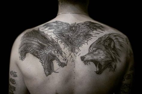 Dragon Tattoo Game Of Thrones, Chris Tattoo, African Gods, Dragon Tattoo Stencil, Dragon Tattoo Chest, Game Of Thrones Tattoo, Dragon Tattoos For Men, Medieval Tattoo, Dragon Black