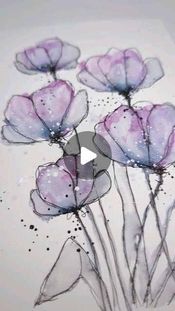 Loose Watercolor Paintings, Loose Watercolor Flowers, Watercolor Flowers Tutorial, You Doodle, Loose Watercolor, Watercolor Art Lessons, Painting Flowers, Pen And Watercolor, Painting Lessons