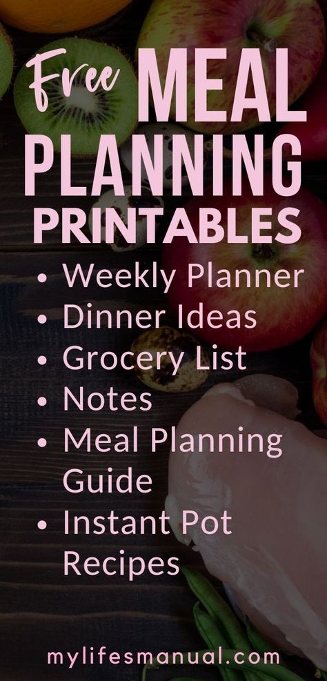 Free Weekly Meal Planner with a Grocery List, Instant Pot Recipes and a Simple Meal Planning Guide freeplannerpages #onenoteplanner #plannerorganizationideas #diyplannerideas📄. Weekly Meal Planning Printable Free, Thanksgiving Meal Planner, Meal Planning Printable Weekly, Free Meal Planner, Meal Planner Printable Free, Simple Meal Planning, Meal Planning Menus, Daily Meal Planner, Meal Plan Grocery List