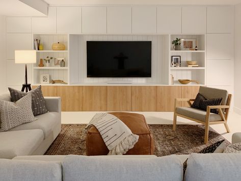 Basement Vibes, Ikea Built In, Crazy Lady, Living Room Built Ins, Living Room Wall Units, Modern Basement, Ikea Living Room, Muebles Living, Bedroom Images