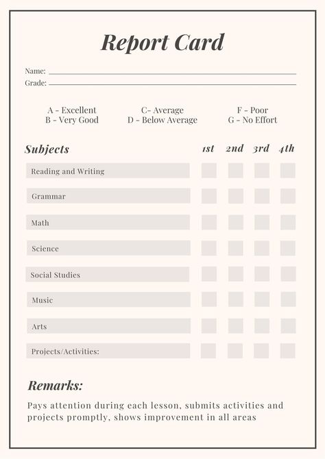 Homeschool Report Card Template, Homeschool Report Card, School Report Card, Homeschool Middle School, Progress Report Template, Report Card Template, Folder Templates, Homeschool Elementary, Card Templates Printable