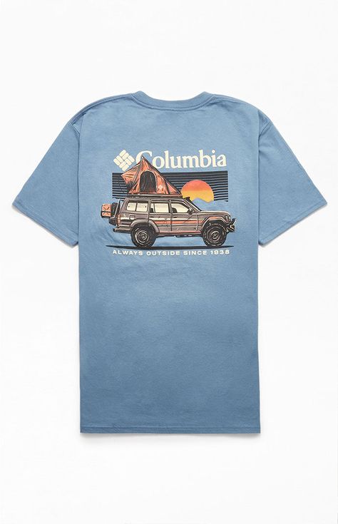 Pack up your camp gear for the weekend and don't forget your new Crawl T-Shirt from Columbia. This tee features a crew neckline, short sleeves, a standard fit, and custom brand graphics printed left chest & back.      	Crew neckline  	Short sleeves  	Standard fit  	Left chest & back graphics  	Columbia branding Columbia Tshirt, Vintage Shirt Design, Camp Gear, Pack Up, Graphic Tees Vintage, Top Graphic Tees, Columbia Sportswear, Mens Graphic Tee, Summer Shirts