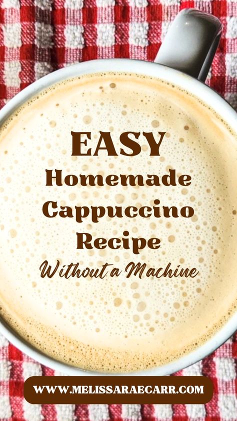 I will show you my Easy Homemade Cappuccino Recipe without a Machine that will have you enjoying a perfect cappuccino in the comfort of your own home.  This recipe will work with non-dairy creamer, whole milk or any alternative milk.Experiment with these different techniques to find the method that suits your needs.  With a little practice, you’ll be able to treat yourself to a great cup of cappuccino anytime you want. Coffee With Frothed Milk At Home, Capachino Recipe, Instant Cappuccino Mix Recipe, Cappuccino Mix Recipe, Frothed Milk Recipes, Homemade Cappuccino, Boat Recipes, How To Make Cappuccino, Cappuccino Recipe