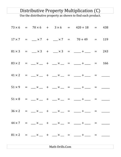 Distributive Property Of Multiplication, Math Properties, Math Multiplication Worksheets, Associative Property, 6th Grade Worksheets, Mental Maths Worksheets, Commutative Property, Properties Of Multiplication, Math Practice Worksheets