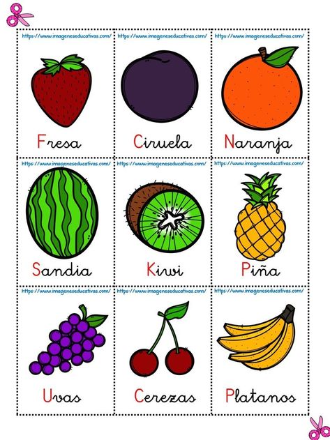 Lotería de palabras - Imagenes Educativas Fruit Printables, Finger Plays, Step Kids, Kindergarten Literacy, Dramatic Play, Teaching Spanish, Learning Spanish, Toddler Activities, Bingo