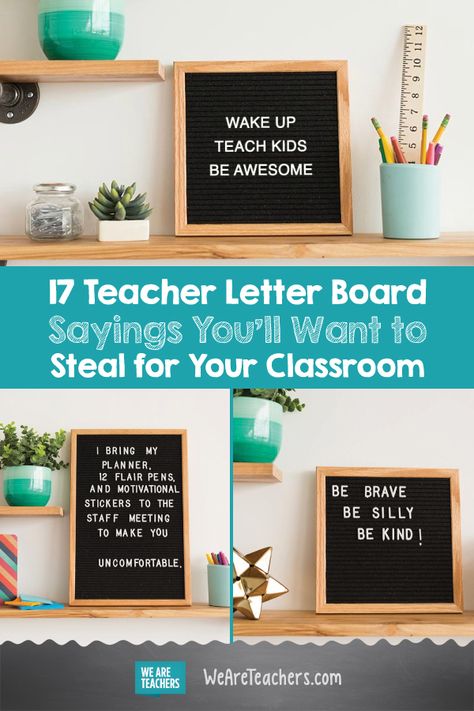 17 Teacher Letter Board Sayings You'll Want to Steal for Your Classroom. Letter boards are everywhere nowadays, and it's the perfect time to add them to your classroom. Whether you want to add a funny saying or an inspirational quote to your classroom, they are a needed addition this school year. #classroom #classroomdecor Teacher Letter Board, Sayings For Teachers, Letter Board Sayings, Letterboard Sayings, Teacher Letter, Board Sayings, Back To School Quotes, Message Board Quotes, Teachers Lounge