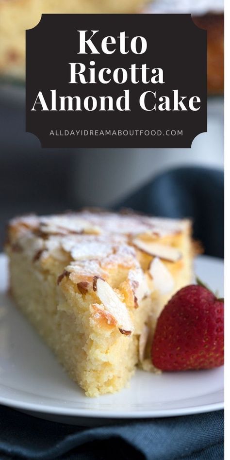 Keto Ricotta Cake Recipes, Almond Flour Ricotta Cake, Keto Diet Cake, Keto Greek Dessert, High Protein Low Carb Recipes Dessert, Almond Flour Keto Desserts, Ricotta Keto Dessert, Sugar Free Almond Flour Recipes, Keto Almond Flour Recipes Desserts