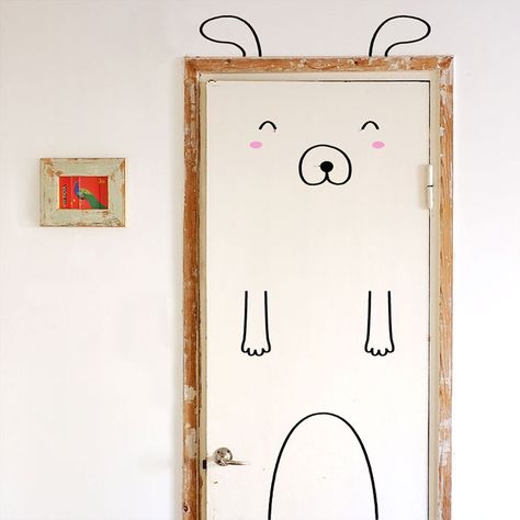 Cute Door Stickers Will Transform Your Doors Into Animals Deur Sticker, Kids Room Wall Murals, Kids Room Murals, Handmade Charlotte, Gorgeous Doors, Murals For Kids, Door Decals, Bathroom Door, Dog Door