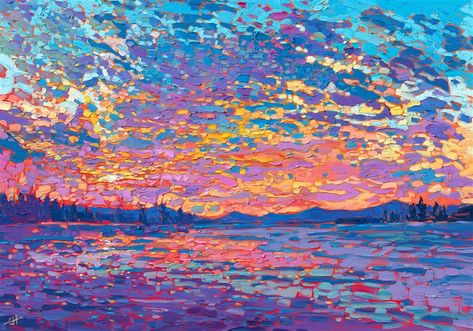 Dappled Sunset - Contemporary Impressionism Paintings by Erin Hanson Erin Hansen, Modern Living Room Wall Art, Wall Art Luxury, Dappled Sunlight, American Impressionism, Erin Hanson, Modern Living Room Wall, Contemporary Impressionism, Impressionism Painting