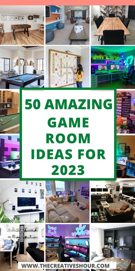 Small Game Room Ideas, Boys Gaming Room, Hangout Room Ideas, Teen Hangout Room, Basement Game Room Ideas, Teen Game Rooms, Modern Game Room, Game Room Ideas, Board Game Room