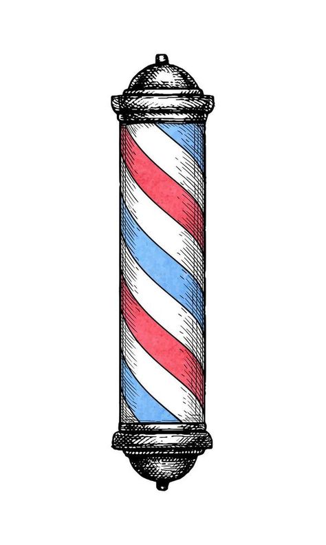 Barber shop pole. Ink sketch isolated on white background. Hand drawn vector illustration. Vintage style stroke drawing. Barber Pole Drawing, Barber Shop Drawing, Barber Pole Logo, Barber Drawing, Barber Illustration, Barber Art, Barber Shop Pole, Vintage Coffee Shops, Coffee Shop Logo Design