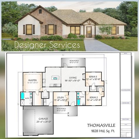 Thomasville Plan 1828 Square Feet | Etsy Bedroom Closets, Canned Potatoes, House Plans With Photos, Blueprint Pictures, Cedar Homes, Custom Home Plans, Floor Plan Drawing, Plans House, Cad File