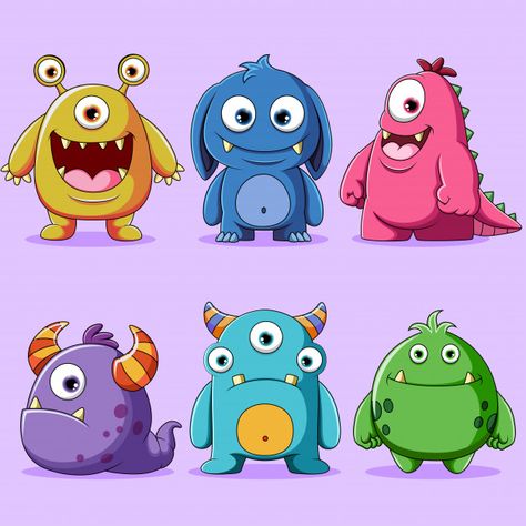 Set of cute monsters character illustrat... | Premium Vector #Freepik #vector #character #cartoon #cute #child Cute Monster Illustration, Cute Monsters Drawings, Doodle Monster, 3d Karakter, Monster Drawing, Monster Characters, Monster Illustration, Cartoon Monsters, Cute Cartoon Characters