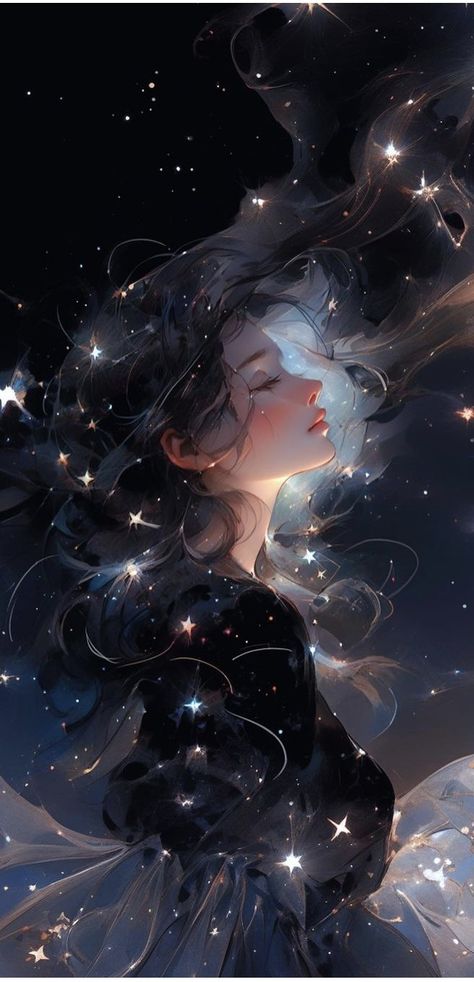 Moon Goddess Art, Anime Moon, Greek Goddess Art, Goddess Aesthetic, Star Goddess, Moon Princess, Art Folder, Celestial Art, Goddess Art