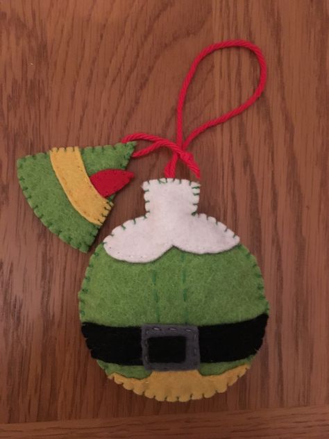 Buddy The Elf Gifts, Elf Felt Ornament, Grinch Sewing Ideas, Buddy The Elf Craft, Buddy The Elf Ornaments Diy, Buddy The Elf Crafts, Grinch Felt Ornament, Buddy The Elf Ornaments, Buddy The Elf Christmas Decorations