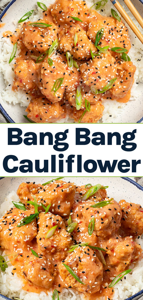 Vegan Bang Bang Cauliflower Wings on a bed of rice. Vegetarian Quick Recipes, Vegan Friendly Recipes, Vegan Bang Bang Cauliflower, Vegan Mexican Meals, Easy Vegan Dishes For A Party, Nut Roast Recipe Vegetarian, Dinner Recipes Non Dairy, Family Vegan Meals, Vegan Low Carb Meals