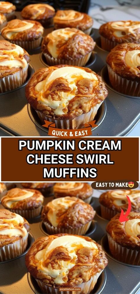 These Pumpkin & Cream Cheese Swirl Muffins have pumpkin flavor with a sweet cream cheese topping swirl. These pumpkin swirl Muffins are delicious! Starbucks Pumpkin Cream Cheese Muffins Healthy, Pumpkin Cheese Muffins, Lemon Muffins With Cream Cheese Filling, Jumbo Pumpkin Cream Cheese Muffins, Pumpkin Muffins Cottage Cheese, Pumpkin Swirl Muffins, Pumpkin Cream Cheese Swirl Muffins, Birthday Muffins, Cream Cheese Swirl Muffins