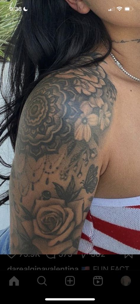 Women Shoulder Tattoo Ideas Unique, Collar Bone Cover Up Tattoo, Behind Shoulder Tattoos For Women, Unique Chest Tattoo Female, Shoulder Chest Tattoo Female, Shoulder Cap Tattoos For Women, Women's Shoulder Tattoo, Shoulder Cap Tattoo, Chest Tattoo Female