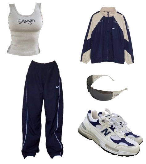 90s Athletic Outfits Women, Sporty Streetwear Outfits, Y2k Nike Outfit, Athletic Gym Outfits, 2000s Athletic Fashion, Sporty Clothes For Women, 90s Nike Outfit, Vintage Sport Outfit, Y2k Athletic Outfits