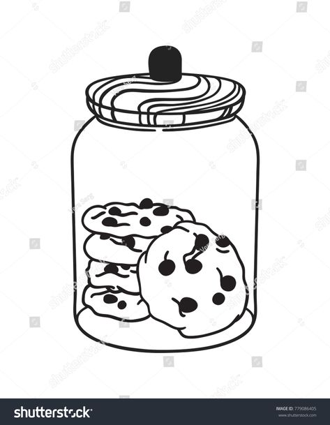 Hand drawn illustration glass jar and cookies. Creative ink art work. Actual vector drawing bake #Ad , #Ad, #jar#cookies#Creative#glass Jar Of Cookies Drawing, Cookie Jar Drawing, Jar Drawing, Baking Drawing, Cookie Drawing, Jar Cookies, Cupcake Painting, Cookie Vector, Recipe Book Design