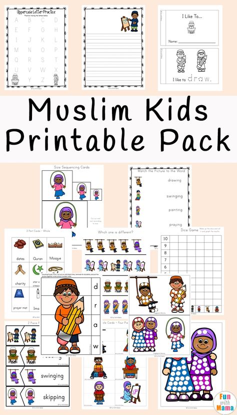 Ramadan Activities + Muslim Kids Islamic Kids Activities Worksheets, Ramadan Activities For Preschool, Muslim Kids Activities Craft Ideas, Islamic Studies Worksheets, Islamic Worksheets For Kids, Muslim Kids Crafts, Islamic Books For Kids, Muslim Kids Activities, Background Islamic