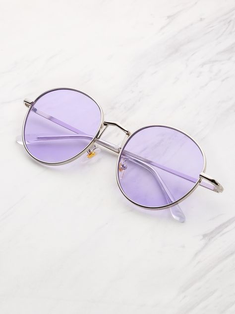 Shop Tinted Flat Lens Sunglasses online. SheIn offers Tinted Flat Lens Sunglasses & more to fit your fashionable needs. Lila Party, Fake Glasses, Kacamata Fashion, Tinted Glasses, Purple Vibe, High Fashion Accessories, Lavender Aesthetic, Trendy Glasses, Cute Sunglasses