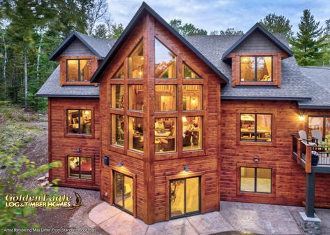 Golden Eagle Log and Timber Homes : Plans & Pricing : Plan Details : Boundary Waters Lodge Floor Plans, Chalet House Plans, Chalet House, Log And Timber Homes, Rendered Floor Plan, Timber Homes, Log Home Plans, Boundary Waters, Log Cabin Homes