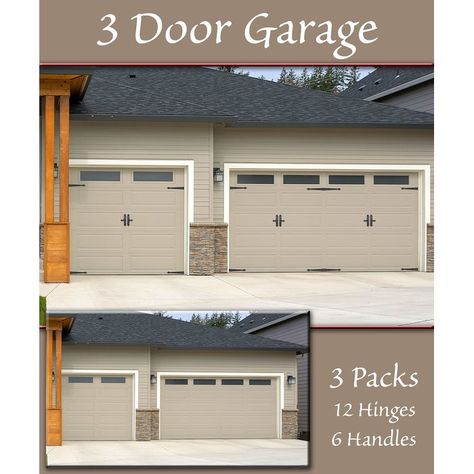 Black Carriage, Garage Door Decorative Hardware, Garage Door Trim, Carriage House Garage Doors, Metal Garage Doors, Garage Windows, Garage Door House, Carriage House Doors, Garage Door Hinges