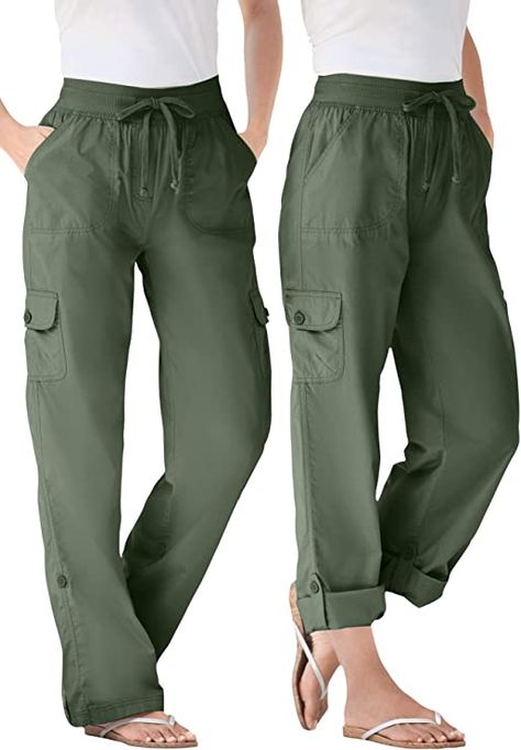 Celana Kargo, Tapered Joggers, Green Cargo Pants, Utility Pants, Women Cargos, Woman Within, Plus Size Pants, Swimsuits For All, Cargo Pants Women