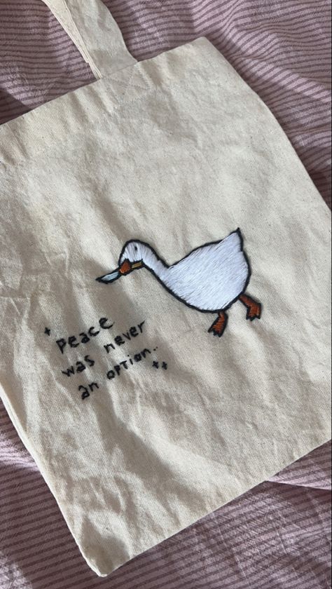 #goose #recipe #cute #embroidery Silly Goose Embroidery, Goose Embroidery Pattern, Duck Embroidery Design, Embroidery Ducks, Embroidery Goose, Goose Embroidery, Duck Embroidery, Duck Tote, Clothing Upcycle