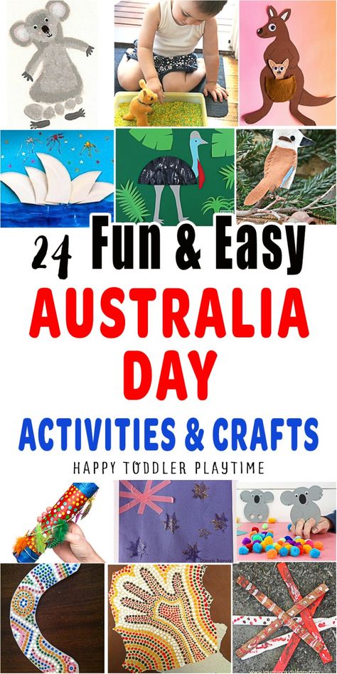 24 Amazing Australia Day Crafts for Kids - HAPPY TODDLER PLAYTIME Australia Arts And Crafts, Australia Day Crafts For Kids, Australia Christmas Crafts For Kids, Christmas In Australia For Kids, Christmas In Australia Craft, Australia Day Decorations, World Thinking Day Australia, Australia Kids Crafts, Australia Day Activities