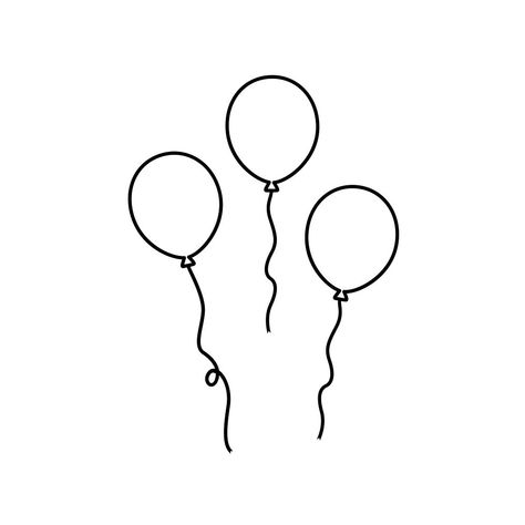 Illustration of party balloons | premium image by rawpixel.com / Sicha Balloon Outline, Balloon Drawing, Balloon Vector, Balloon Illustration, White Balloons, Continuous Line, 18th Birthday, Free Illustrations, Party Balloons