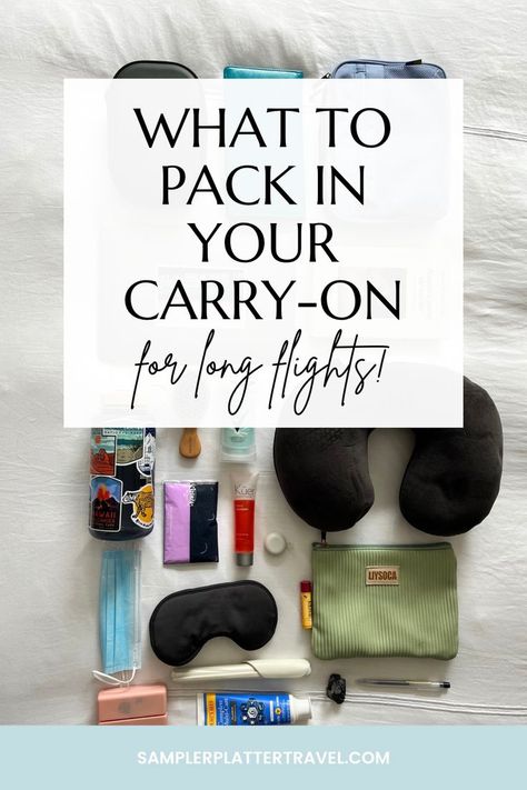 Long Flight Essentials | Packing for a Long Flight | Long-Haul Flight Tips | Travel Essentials | Carry-On #Packing #PackingTips #LongFlight #TravelEssentials Personal Bag Airplane List, What Should I Pack In My Carry On Bag, Carry On Long Flight, Airline Packing Tips, Plane Trip Essentials Long Flights, Carryon Essentials Long Flights, 15 Day Trip Packing, 12 Hour Flight Tips, Plane Kit Travel