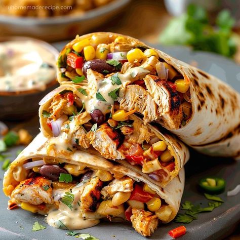 Southwest Chicken Wrap Recipe - Quick And Delicious - My Home Made Recipe Chicken Wraps Rotisserie, South Western Chicken Wrap, Chicken Thigh Wraps, Shredded Chicken Wrap Recipes, Home Made Wraps, Barbecue Chicken Wrap, Dinner Wrap Ideas, Southwest Veggie Wrap, Chicken Wrap Ideas