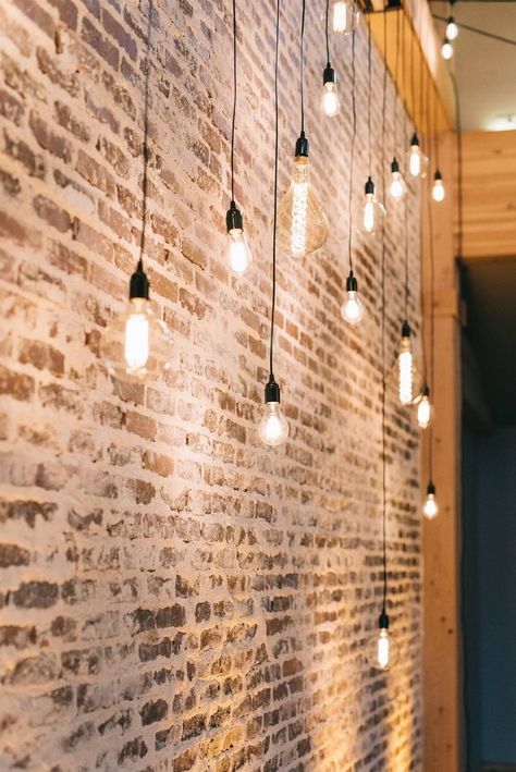 Decorate Brick Wall, Brick Wall Studio, Brick Wall Decor Ideas, Brick Wall Interior Design, Brick Ceiling, Brick Wall Decor, Brick Feature Wall, Home Recording Studio Setup, Modern Coffee Shop